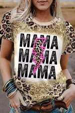 MAMA Lightning Graphic Leopard Dyed T Shirt
