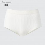 UNIQLO - бесшовные трусики в рубчик с высокой талией - 01 OFF WHITE
