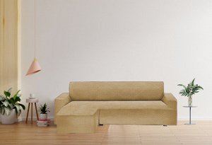 Чехол на угловой диван (левый угол) оттоманка Malinda цвет: бежевый (240 см)