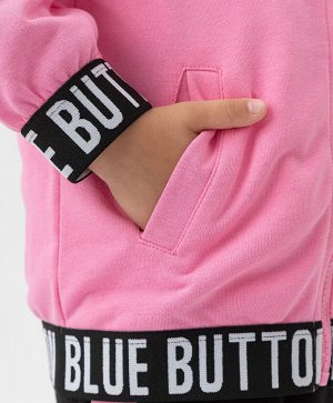 Толстовка на молнии с капюшоном и карманами розовая Button Blue