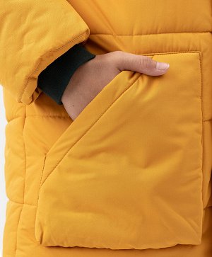 Пальто зимнее с капюшоном желтое Button Blue