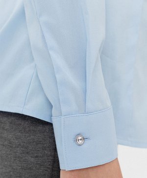 Блузка классическая со съемным бантом голубая Button Blue