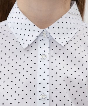 Блузка классическая с принтом горох белая Button Blue