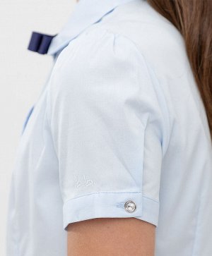 Блузка с коротким рукавом голубая Button Blue