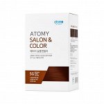 Краска для волос, Salon &amp; Color Brown 5G, вес 245 Шампунь и лечение в комплекте, удобный способ нанесения