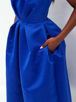 Платье пышное королевский синий юбка миди. Цвет королевский синий