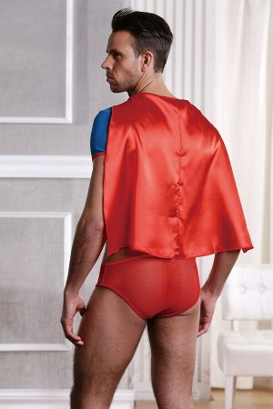 Костюм супермена Candy Boy Superman (футболка с плащем, трусы), красно-голубой, OS