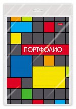 ПОРТФОЛИО для учеников 1-11 классов 16л А4ф Картон-Яркая графика- в пакете с европодвесом