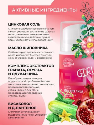 Матирующий крем для лица против прыщей, угрей и чёрных точек с цинком