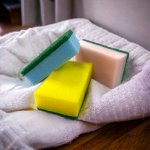 Губка для посуды 100х55х30 мм с антибактериальной обработкой, 3 шт./уп., AISEN (Япония)