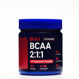 BCAA 2:1:1 аминокислоты для набора массы GLS со вкусом ягодного пунша, 280