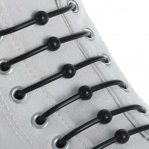 Набор шнурков для обуви «Шар», 6 шт, силиконовые, круглые, d = 15 мм, 6,5 см, цвет чёрный