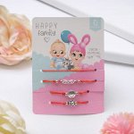 Браслет-оберег &quot;Красная нить&quot; Happy family счастье про нас, набор 4 шт, цвет серебро, d=5,5 см 3978212