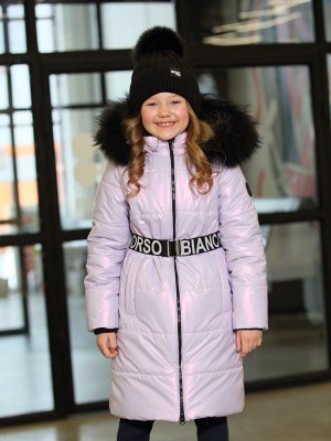 Зимнее пальто для девочки ORSO Bianco ткани GlossTF300 гр. 140-146р