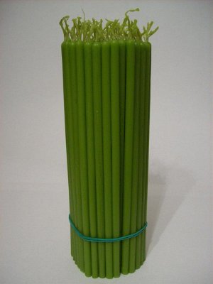 Свечи восковые №120 (упаковка 50 шт.) Зелёные