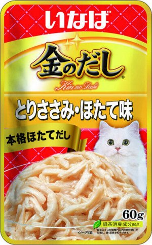 Inaba Kinnodashi влажный корм для кошек Куриное филе с морским гребешком в желе 60гр пауч