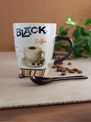 Кружка "Black coffee" 360мл с ложкой, в п.у. KRSCD008-3270-1 ВЭД