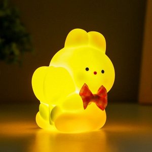 Фигурка световая RISALUX «Зайчик», LED-ночник, от батареек, бело-жёлтый, 8x10 см