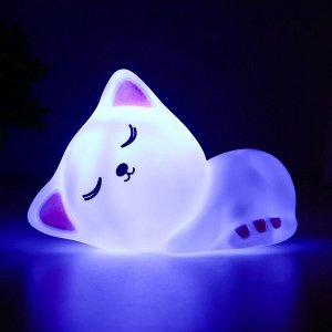 Фигурка светящаяся RISALUX «Мурзик», LED-ночник, от батареек 3xLR44, белый, 7x15x10 см