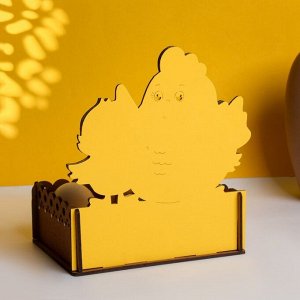 Кашпо деревянное "Курочка с цыплятами", 15,5х11х17,5 см, коричнево-желтый