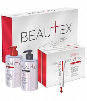 BEAUTEX Салонная процедура BEAUTEX, укрепляя структуру волос, эффективно выпрямляет и разглаживает их. Поскольку услуга подразумевает использование термоинструментов, формулы продуктов содержат сбалан