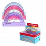 Транспортир 180°/10см ErichKrause Glitter, пластик, цвет микс  9521708