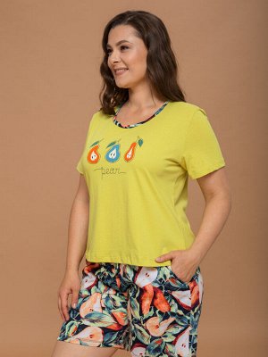 Костюм с шортами КНк-100П/желтый-груши