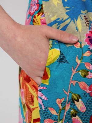 Платье П-014/изумруд-крупныецветы