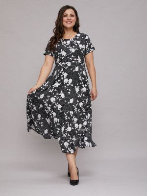 Платье П-032/черный-розыгорошек