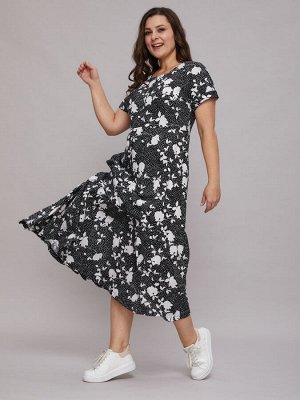 Платье П-032/черный-розыгорошек