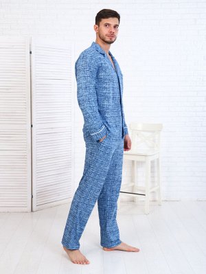 Новое кимоно Пижама мужская 9-194в (синий)