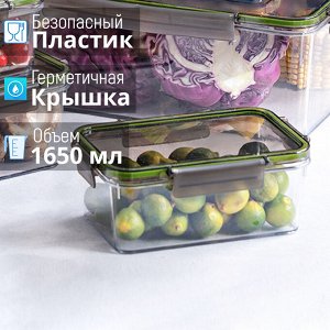 Прозрачный пластиковый контейнер с герметичной крышкой для хранения продуктов, транспортировки, разогрева еды, хранения продуктов, обедов, соусов, закусок, EMC Home Supplies / 21,5 x 15 x 8 см