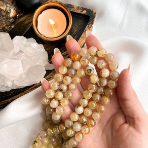 Бусины для украшений из Рутилового кварца с включ. Титана