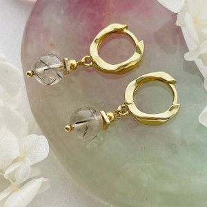 Серьги из Кварца с включением Турмалина