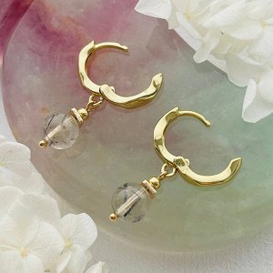 Серьги из Кварца с включением Турмалина