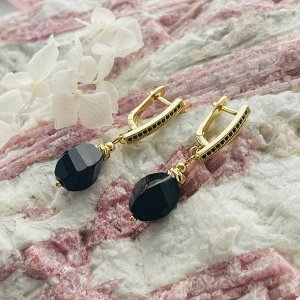 Серьги из черного Агата