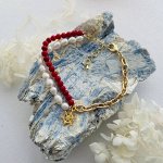Браслет из Коралла и Жемчуга с цепочкой