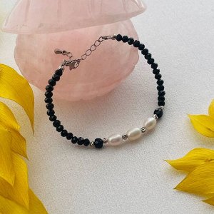 Браслет из черной Шпинели с Жемчугом