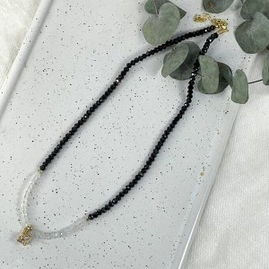 Колье из черной Шпинели и Лунного камня с подвеской