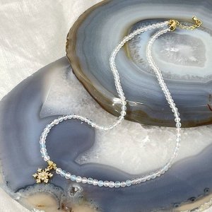 Бусы с подвеской из Топаза и Берилла микс огранка