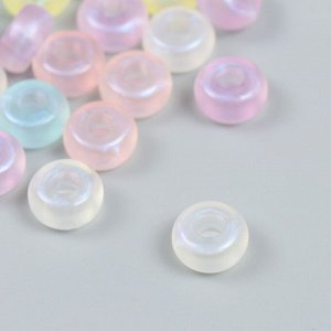 Бусины пластик "Сплюснутые колечки цветные, перламутровый блеск" набор 20 гр МИКС 0,7х1,3 см