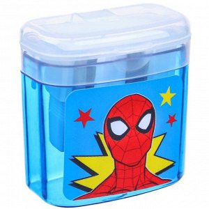 Точилка пластиковая с контейнером, двойная, МИКС, Человек-паук