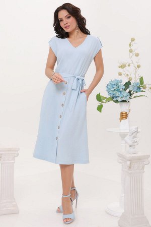 Платье голубое с V-образным вырезом
