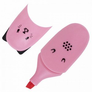 Набор текстовыделителей мини 6 ЦВЕТОВ BRAUBERG KIDS "CUTE CATS PASTEL", линия 1-5 мм, 152436