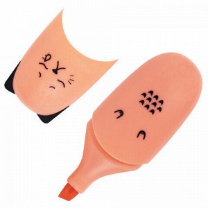 Набор текстовыделителей мини 6 ЦВЕТОВ BRAUBERG KIDS "CUTE CATS PASTEL", линия 1-5 мм, 152436