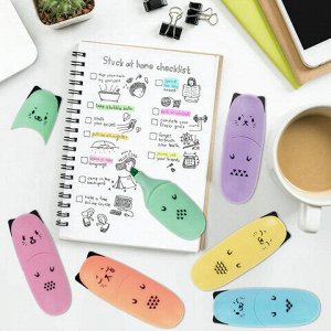 Набор текстовыделителей мини 6 ЦВЕТОВ BRAUBERG KIDS "CUTE CATS PASTEL", линия 1-5 мм, 152436