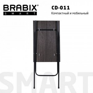 Стол BRABIX "Smart CD-011", 600х380х705 мм, ЛОФТ, складной, металл/ЛДСП ясень, каркас черный, 641879