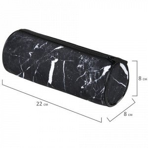 Пенал-тубус BRAUBERG, с эффектом Soft Touch, мягкий, "Black marble", 22х8 см, 271569
