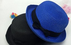Шляпа голубая/ синяя/тёмно- синяя с черным бантом