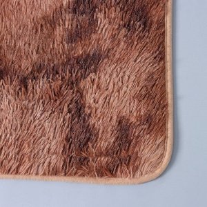 Набор ковриков для ванной и туалета Доляна «Пушистик», 2 шт: 38?40, 40?60 см, цвет бежево-коричневый